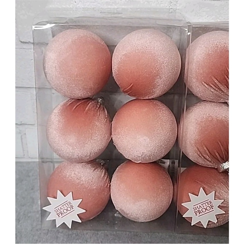 Set of 12 Velvet Pink Holiday Ornaments - Picture 5 of 5